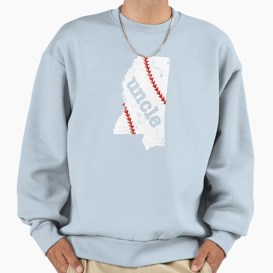 Softball Uncle Mississippi Baseball Uncle T-Shirt - Graphic Print Unisex - T-Shirt, Sweatshirt, Hoodie