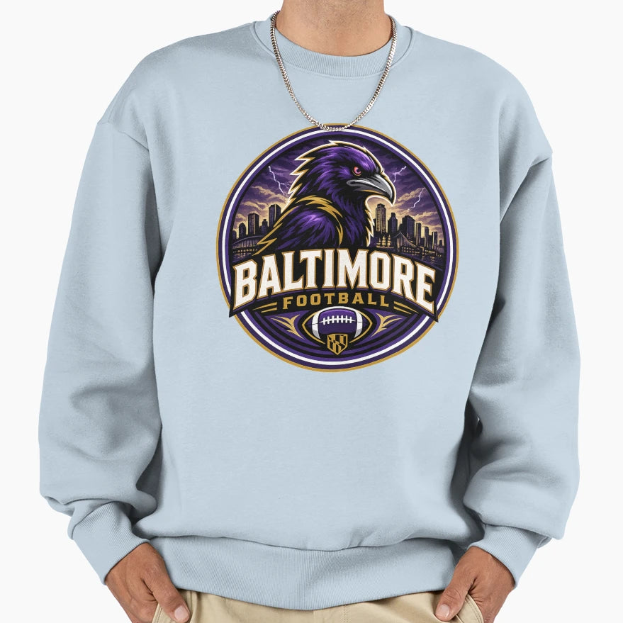 Baltimore Football Purple City T-Shirt - Custom Art Print for Adults - T-Shirt, Sweatshirt, Hoodie