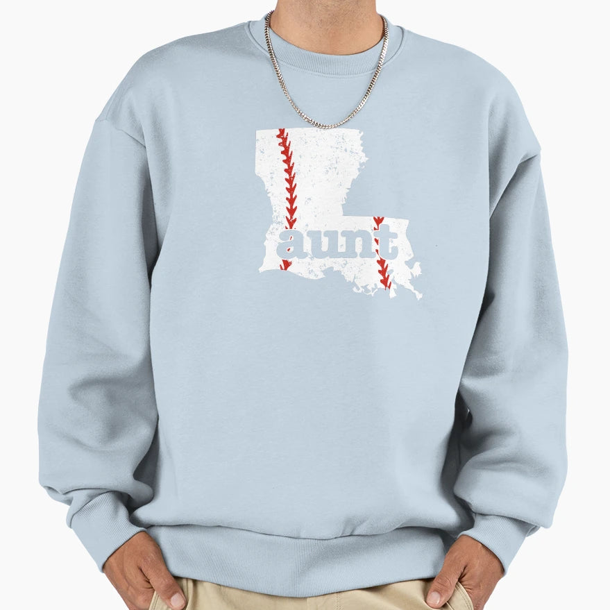 Baseball Aunt Louisiana Fastpitch Sweatshirt - Minimalist Print Men Women - T-Shirt, Sweatshirt, Hoodie
