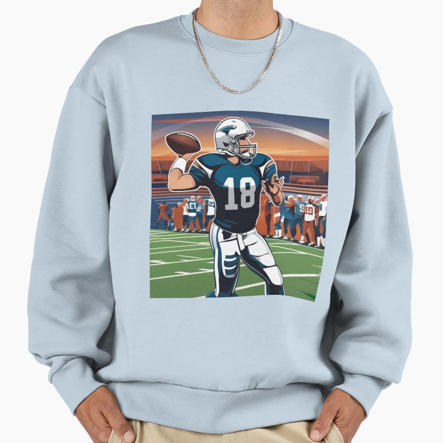 Quarterback Pass Gridiron Football Sweatshirt - Graphic Print Men Women - T-Shirt, Sweatshirt, Hoodie