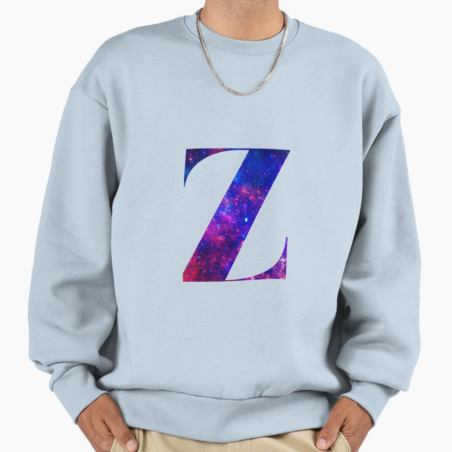 Letter Z Galaxy White Background Sweatshirt - Trendy Graphic Men Women - T-Shirt, Sweatshirt, Hoodie