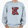 Letter K Distressed Two Color Black Sweatshirt - Aesthetic Graphic Unisex - T-Shirt, Sweatshirt, Hoodie