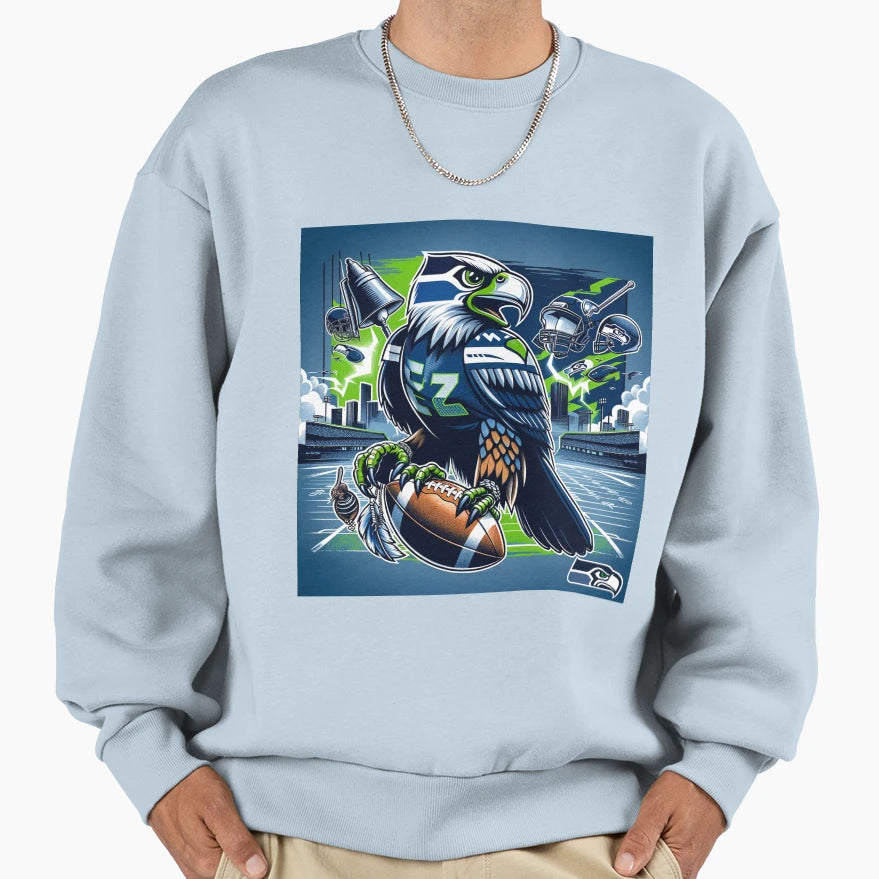 Seattle Seahawks Artwork Sweatshirt - Graphic Print Unisex - T-Shirt, Sweatshirt, Hoodie
