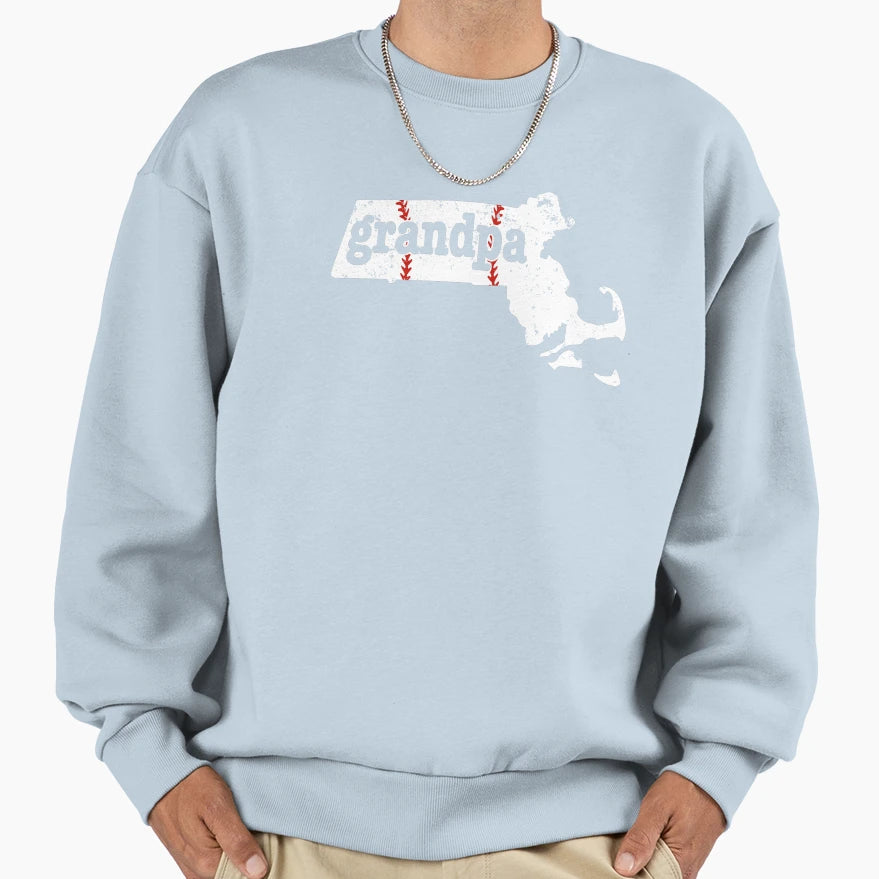 Massachusetts Baseball Grandpa T-Shirt - Aesthetic Graphic for Adults - T-Shirt, Sweatshirt, Hoodie