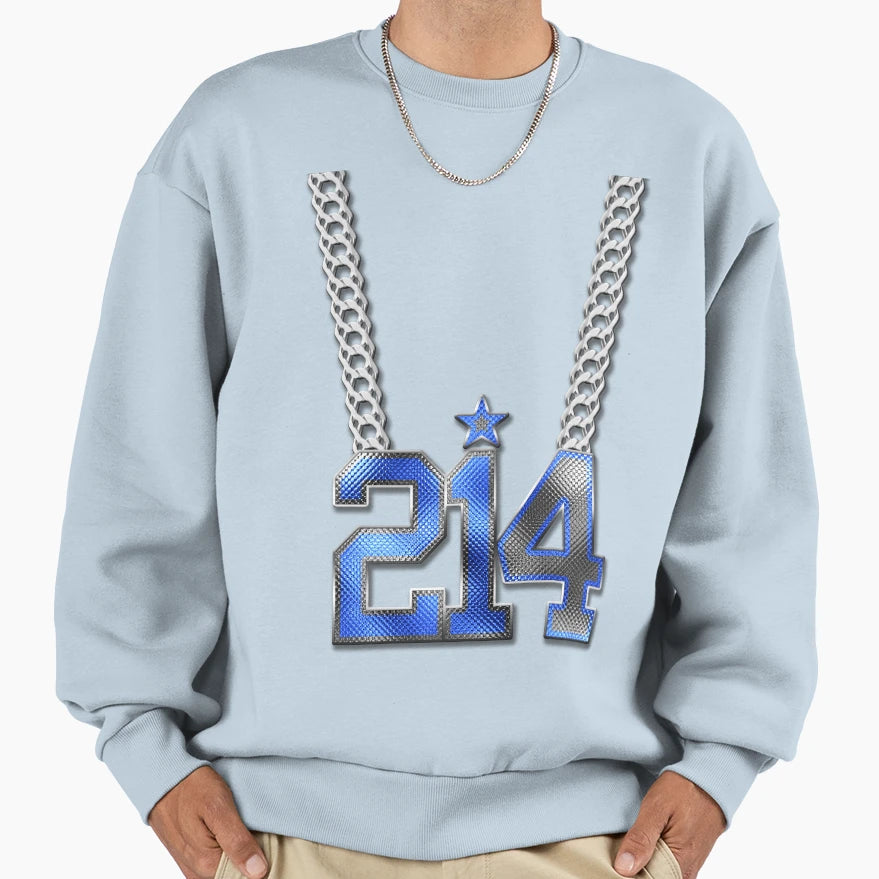 214 Bling Chain Blue 21 White 4 Sweatshirt - Graphic Print Men Women - T-Shirt, Sweatshirt, Hoodie