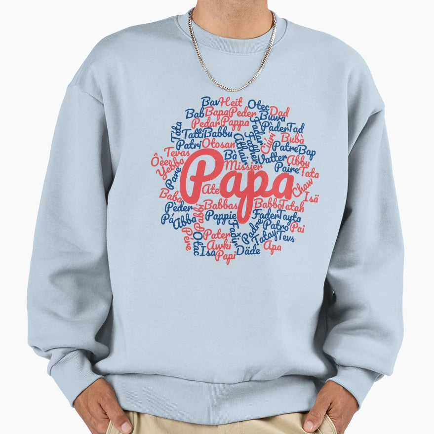 Papa Dad Many Languages Multi Sweatshirt - Fun Novelty Design Men Women - T-Shirt, Sweatshirt, Hoodie
