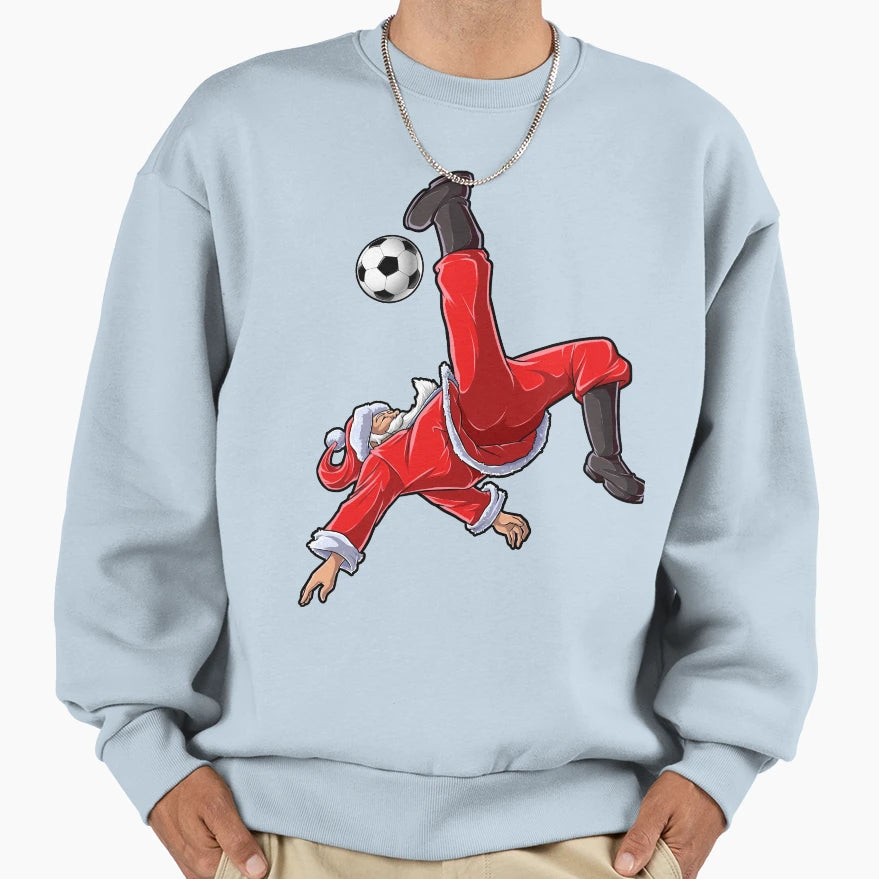 Santa Soccer Bicycle Kick Santa Claus T-Shirt - Minimalist Print Men Women - T-Shirt, Sweatshirt, Hoodie