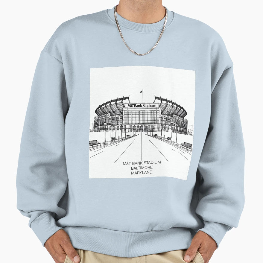 M T Bank Stadium Single Line Sweatshirt - Casual Everyday Wear Unisex - T-Shirt, Sweatshirt, Hoodie