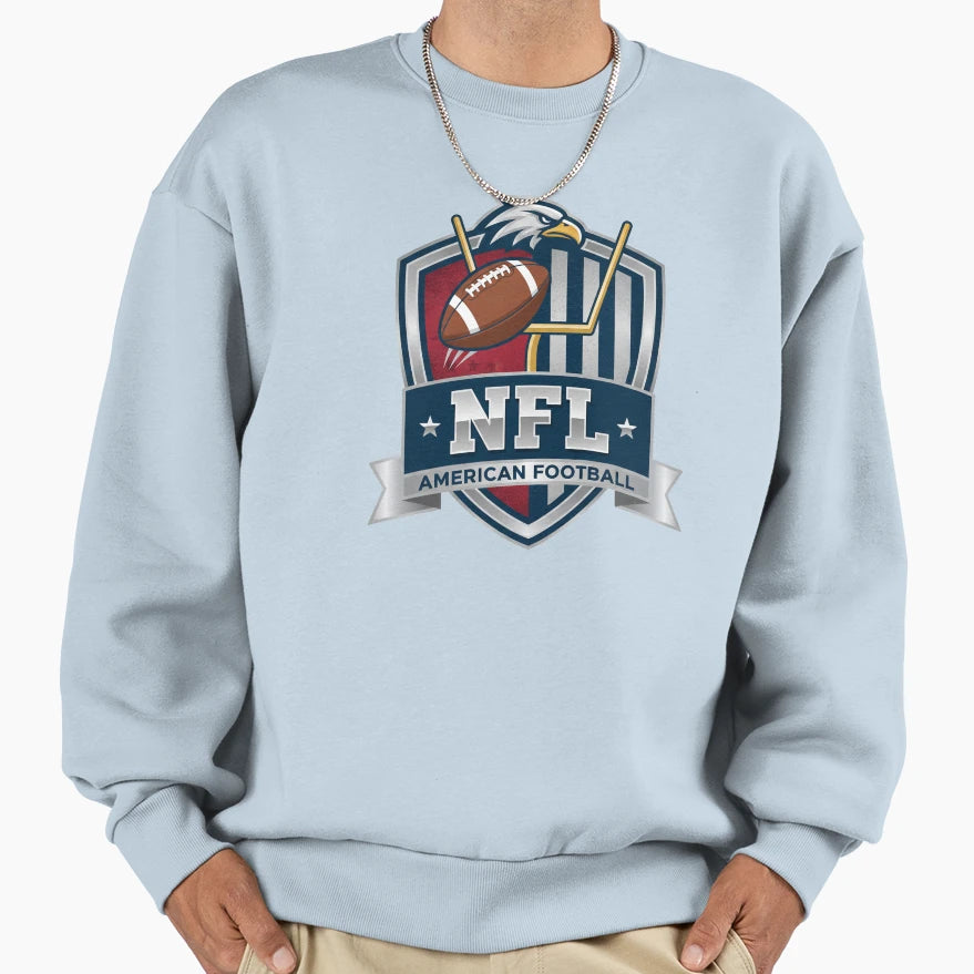 American Football Eagle Shield Sweatshirt - Casual Everyday Wear Unisex - T-Shirt, Sweatshirt, Hoodie