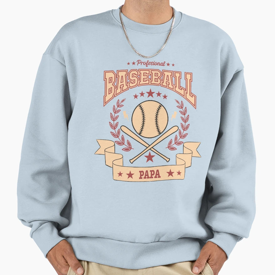 Baseball Papa Gift Matching Family Sweatshirt - Custom Art Print Men Women - T-Shirt, Sweatshirt, Hoodie