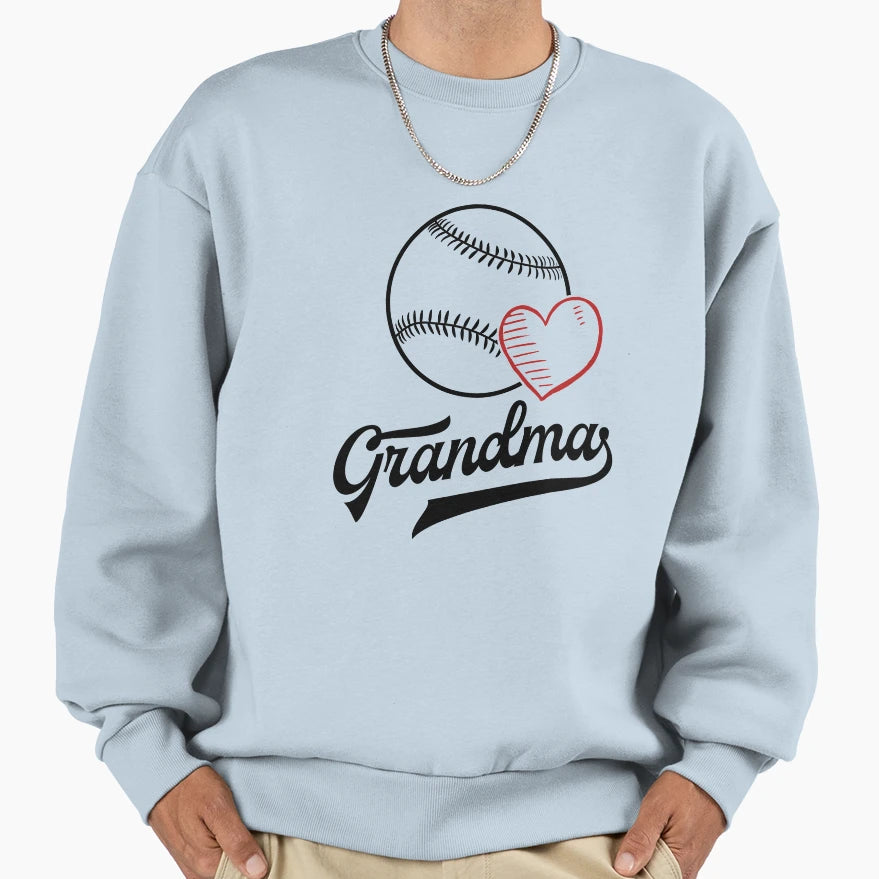 Baseball Grandma Shirts Heart T-Shirt - Fun Novelty Design for Adults - T-Shirt, Sweatshirt, Hoodie
