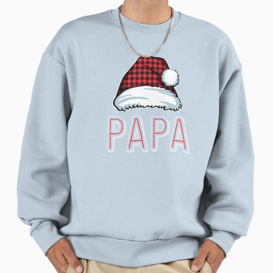 Papa Santa Plaid Red Family Sweatshirt - Streetwear Style Men Women - T-Shirt, Sweatshirt, Hoodie