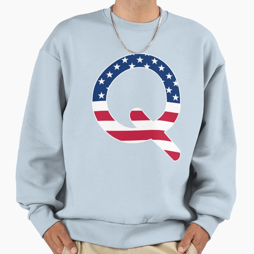 Letter Q Capital Alphabet American Sweatshirt - Streetwear Style Unisex - T-Shirt, Sweatshirt, Hoodie