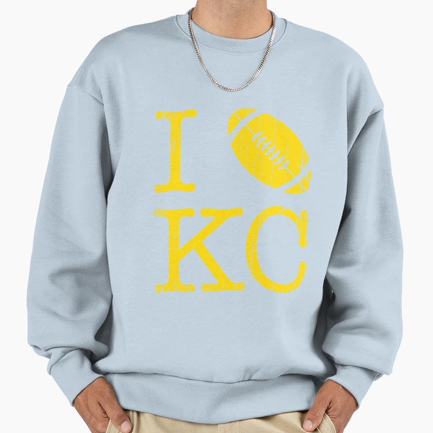I Love Kansas City Football Sweatshirt - Custom Art Print Men Women - T-Shirt, Sweatshirt, Hoodie