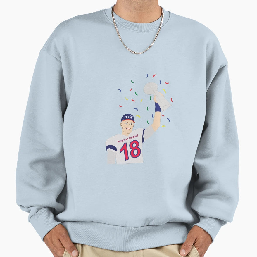 American Football Player Raising Sweatshirt - Fun Novelty Design Men Women - T-Shirt, Sweatshirt, Hoodie
