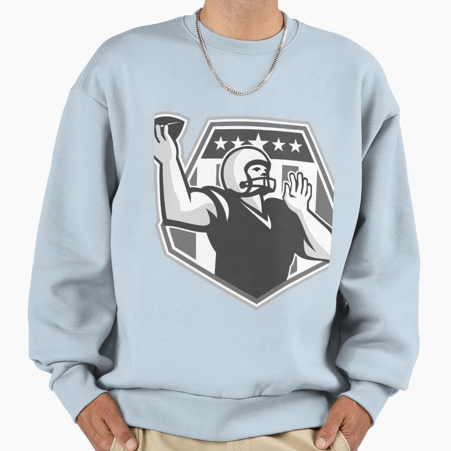 American Football Quarterback Shield Sweatshirt - Trendy Graphic Unisex - T-Shirt, Sweatshirt, Hoodie