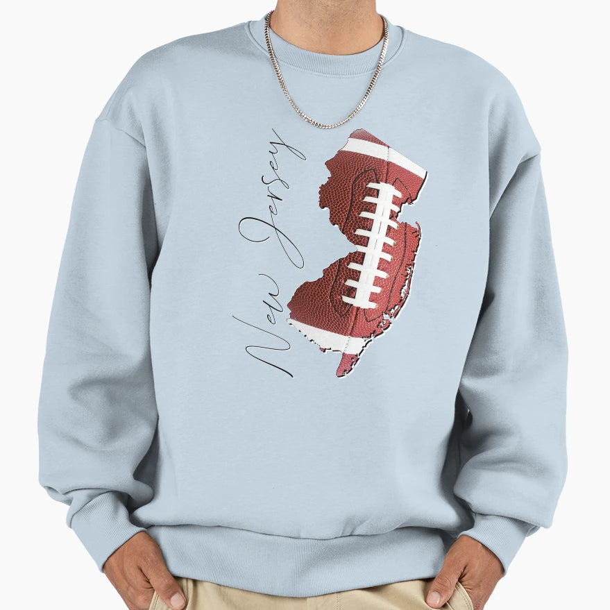 New Jersey Usa Map Real Football Sweatshirt - Aesthetic Graphic for Adults - T-Shirt, Sweatshirt, Hoodie