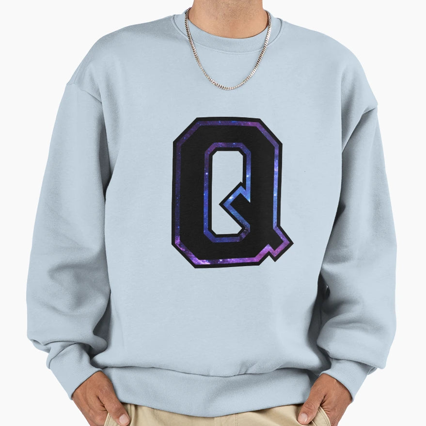 Q Varsity Letters Sweatshirt - Minimalist Print Men Women - T-Shirt, Sweatshirt, Hoodie