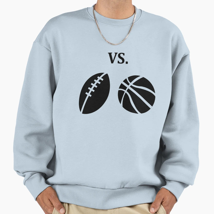 Football Vs Basketball Sweatshirt - Minimalist Print for Adults - T-Shirt, Sweatshirt, Hoodie