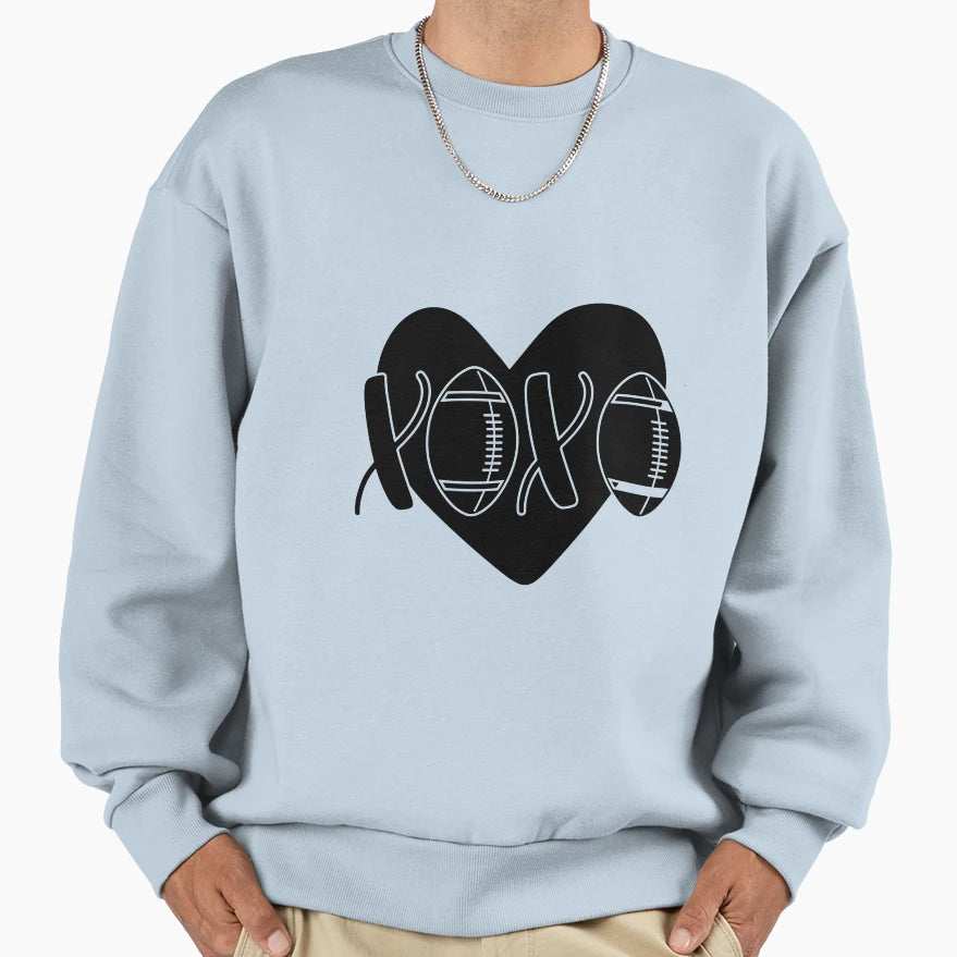 Xoxo Valentines Day Football Sweatshirt - Casual Everyday Wear Unisex - T-Shirt, Sweatshirt, Hoodie