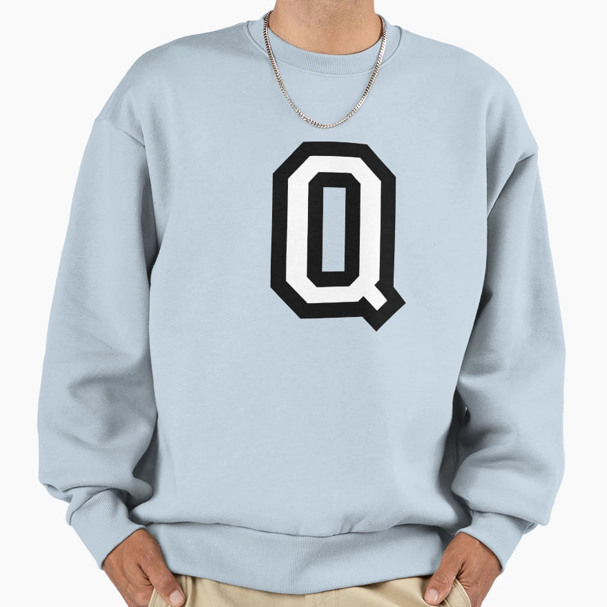 Letter Q Two Color Sweatshirt - Unique Graphic Unisex - T-Shirt, Sweatshirt, Hoodie
