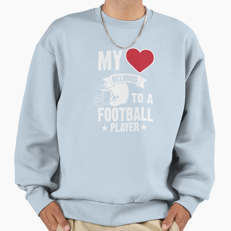 Heart Football Player Coach Mom Sweatshirt - Novelty Apparel Unisex - T-Shirt, Sweatshirt, Hoodie