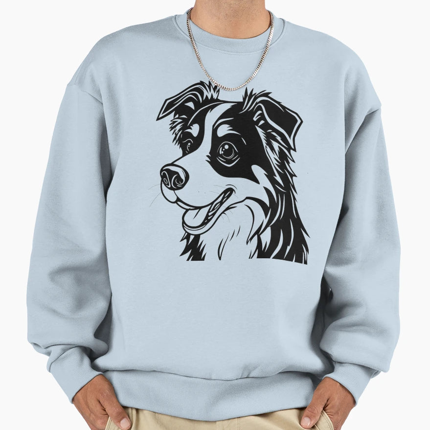 Playful Border Collie Herding Sheep Sweatshirt - Graphic Print for Adults - T-Shirt, Sweatshirt, Hoodie