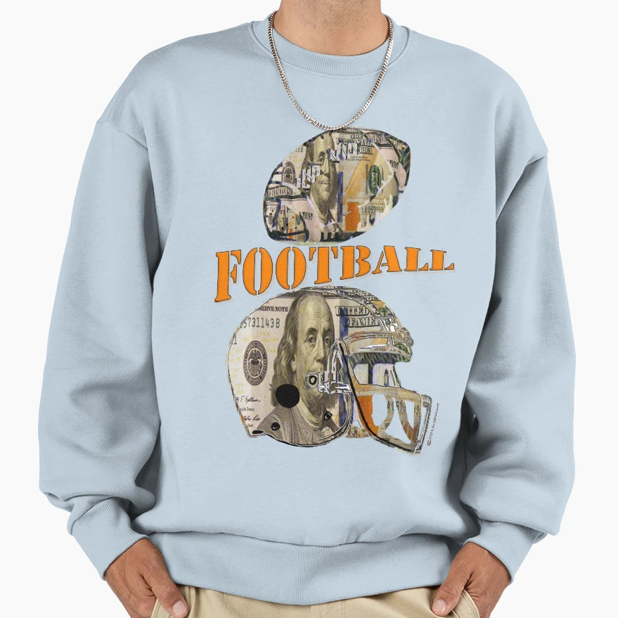 Football And Helmet Made Out Money Sweatshirt - Trendy Graphic Men Women - T-Shirt, Sweatshirt, Hoodie