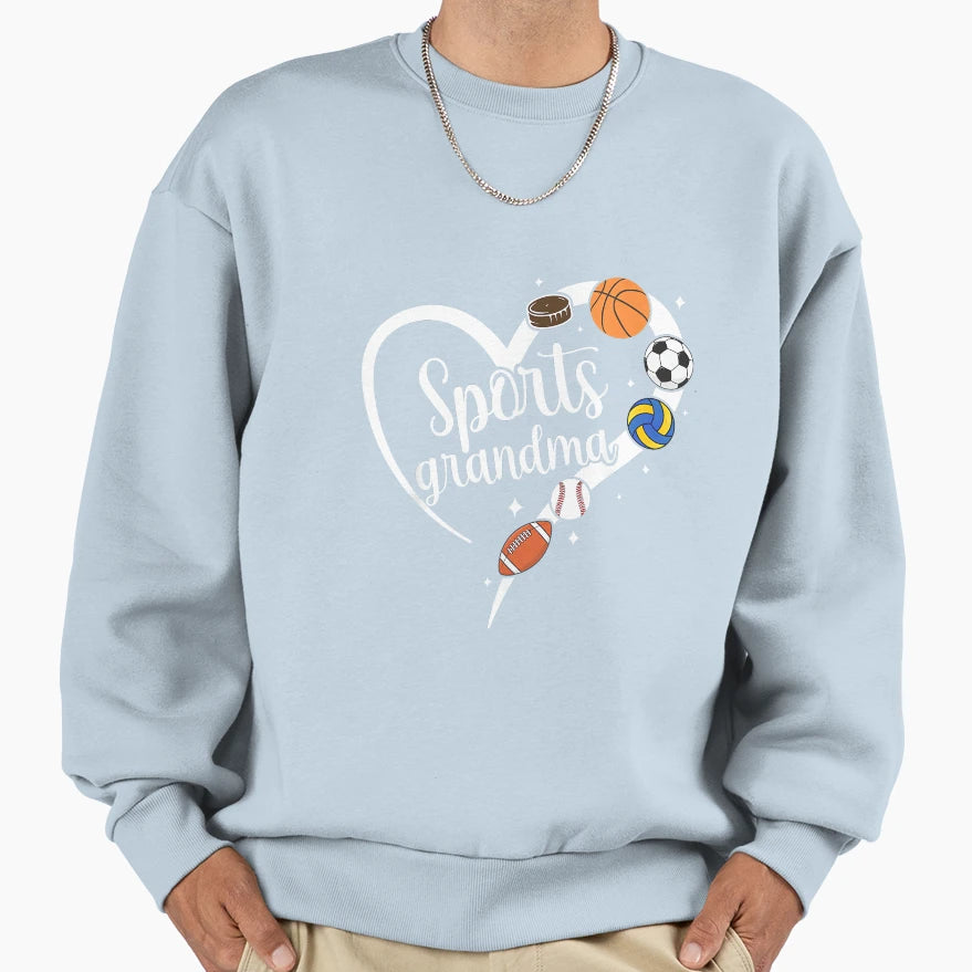 Sports Grandma Heart Sports Grandmother Sweatshirt - Trendy Graphic Unisex - T-Shirt, Sweatshirt, Hoodie