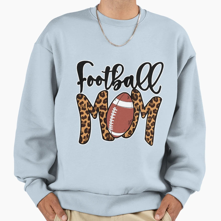 Football Mom Leopard American Sweatshirt - Casual Everyday Wear Unisex - T-Shirt, Sweatshirt, Hoodie