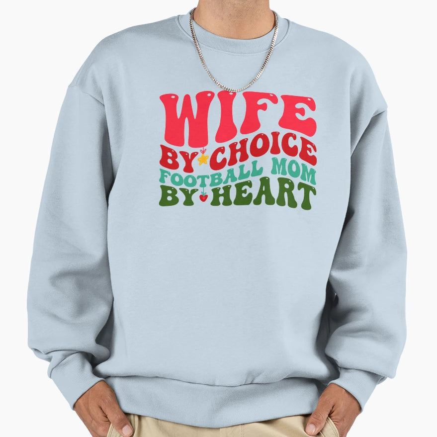 Wife Football Mom Funny Groovy Sweatshirt - Unique Graphic Men Women - T-Shirt, Sweatshirt, Hoodie