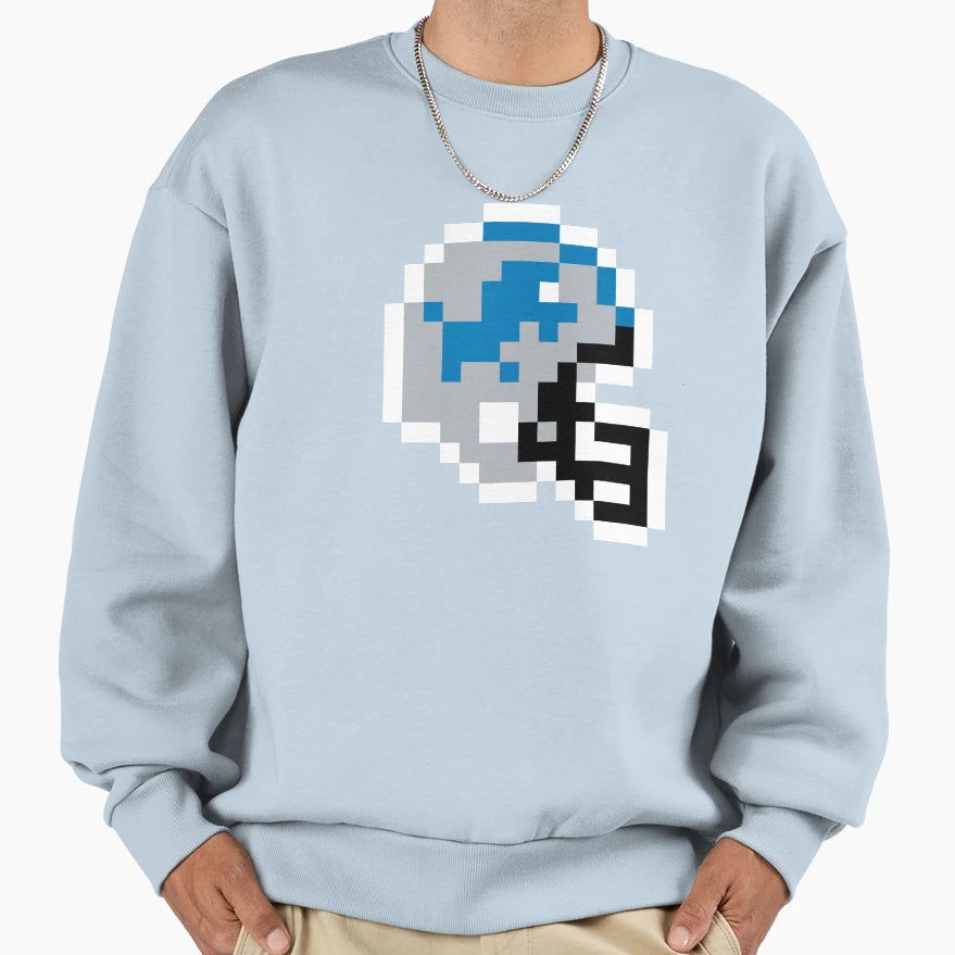 Detroit Lions 8 Bit Football Helmet Sweatshirt - Unique Graphic Men Women - T-Shirt, Sweatshirt, Hoodie