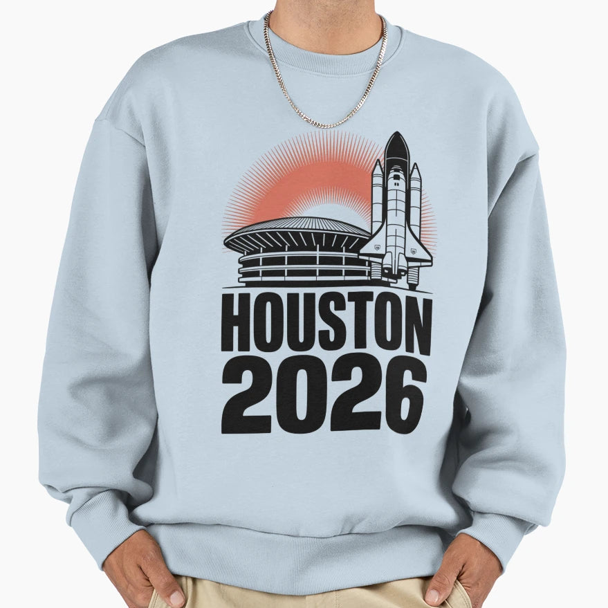 Houston 2026 Space Shuttle Football V2 T-Shirt - Novelty Apparel Men Women - T-Shirt, Sweatshirt, Hoodie