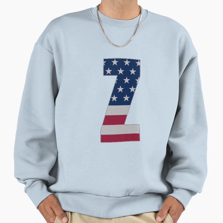 Us Flag Monogram Letter Z 4Th Sweatshirt - Casual Everyday Wear for Adults - T-Shirt, Sweatshirt, Hoodie