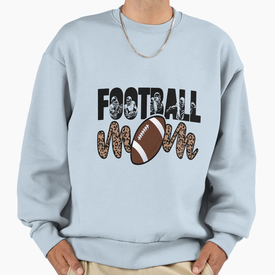 Football Mom Leopard Funny Football Sweatshirt - Minimalist Print Men Women - T-Shirt, Sweatshirt, Hoodie