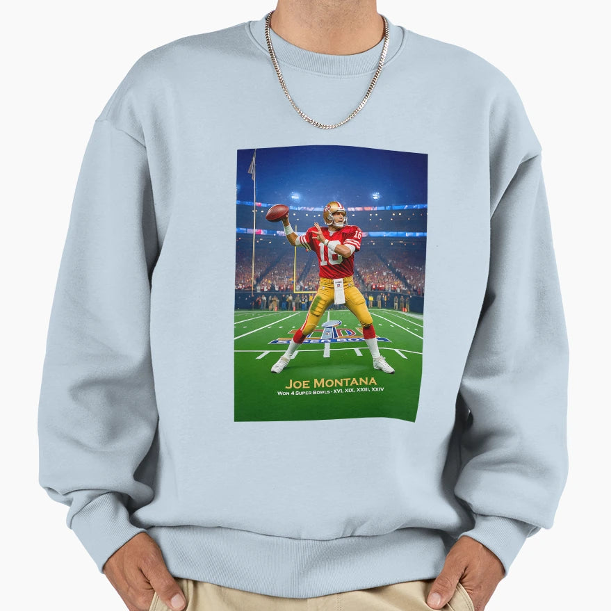 Joe Montana Won 4 Super Bowls Sweatshirt - Trendy Graphic for Adults - T-Shirt, Sweatshirt, Hoodie