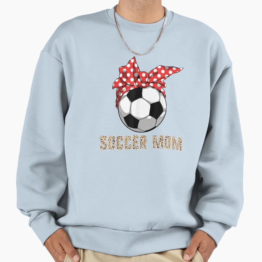 Mothers Day Soccer Mom Leopard Sweatshirt - Graphic Print Men Women - T-Shirt, Sweatshirt, Hoodie