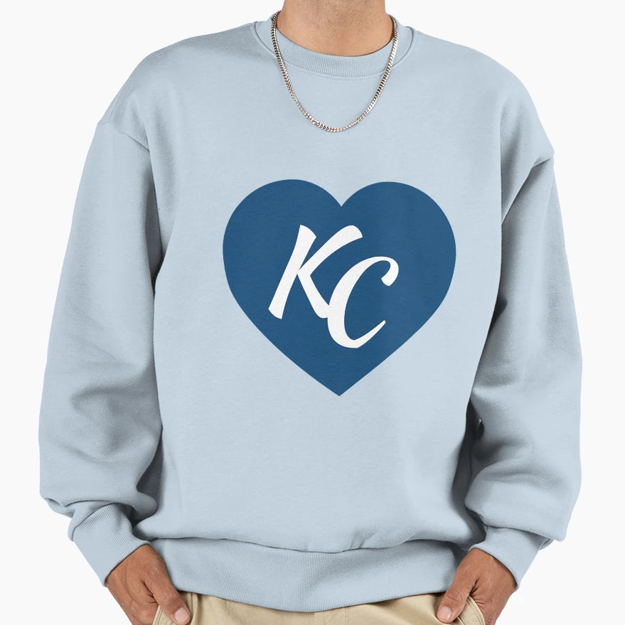 Royal Blue Kc Heart I Love Sweatshirt - Fun Novelty Design for Adults - T-Shirt, Sweatshirt, Hoodie