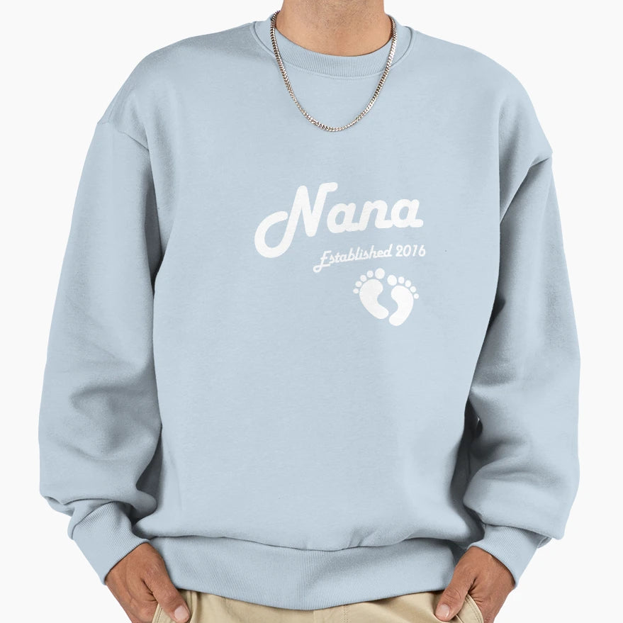 Nana Established 2016 Sweatshirt - Custom Art Print for Adults - T-Shirt, Sweatshirt, Hoodie