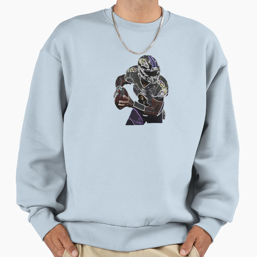 Lamar Jackons Raven Fan Art Sweatshirt - Casual Everyday Wear Unisex - T-Shirt, Sweatshirt, Hoodie