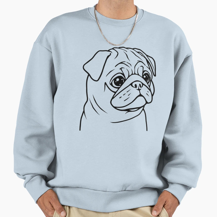 Pug Big Eyes And Curly Tail Lying Sweatshirt - Trendy Graphic Men Women - T-Shirt, Sweatshirt, Hoodie