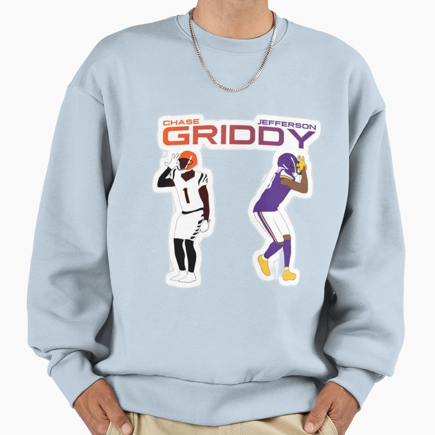 Griddy Duo Sweatshirt - Minimalist Print Unisex - T-Shirt, Sweatshirt, Hoodie