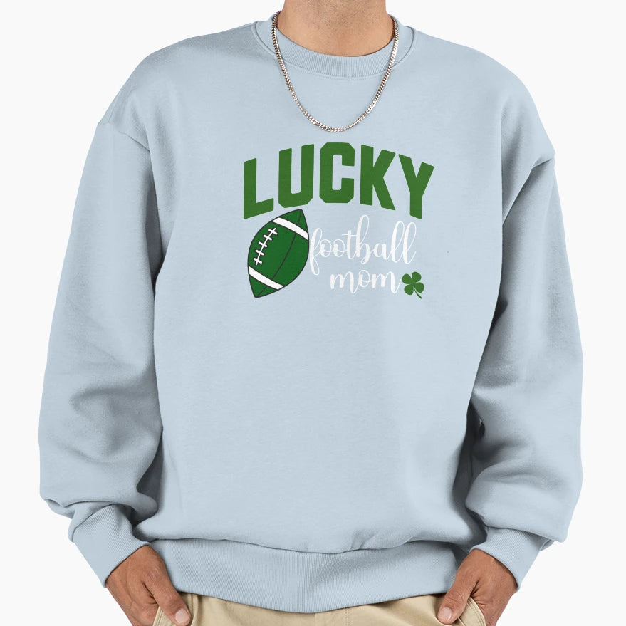 Lucky Football Mom St Patricks Day Sweatshirt - Novelty Apparel Men Women - T-Shirt, Sweatshirt, Hoodie