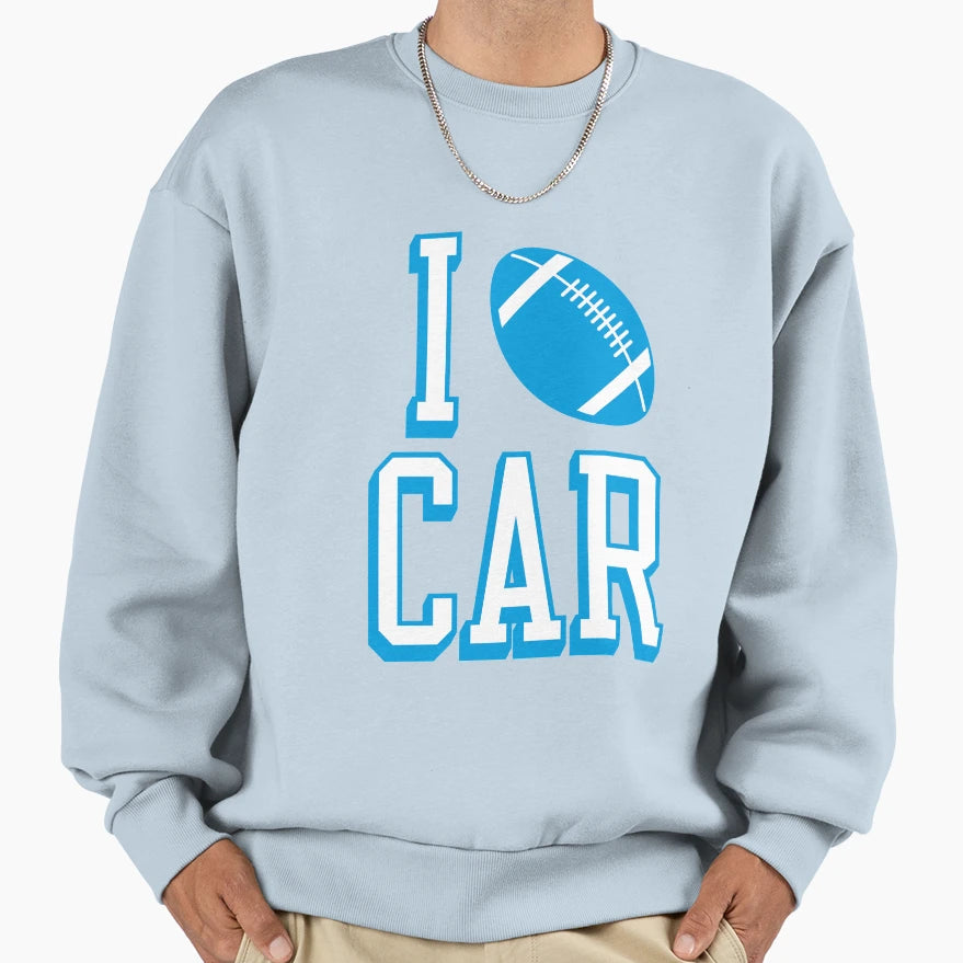 I Love Car Football Sweatshirt - Casual Everyday Wear for Adults - T-Shirt, Sweatshirt, Hoodie