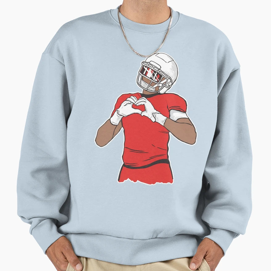 Football Player Heart Sign Sweatshirt - Fun Novelty Design for Adults - T-Shirt, Sweatshirt, Hoodie
