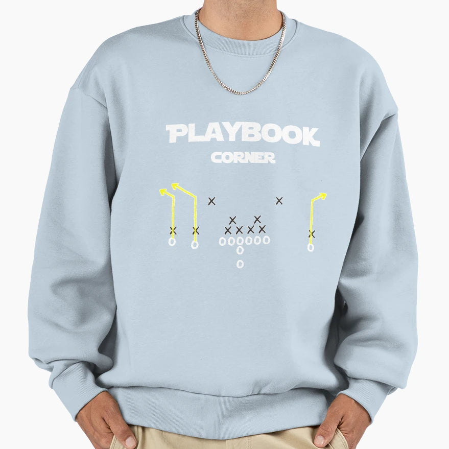 Football Playbook Corner Route Sweatshirt - Custom Art Print Men Women - T-Shirt, Sweatshirt, Hoodie