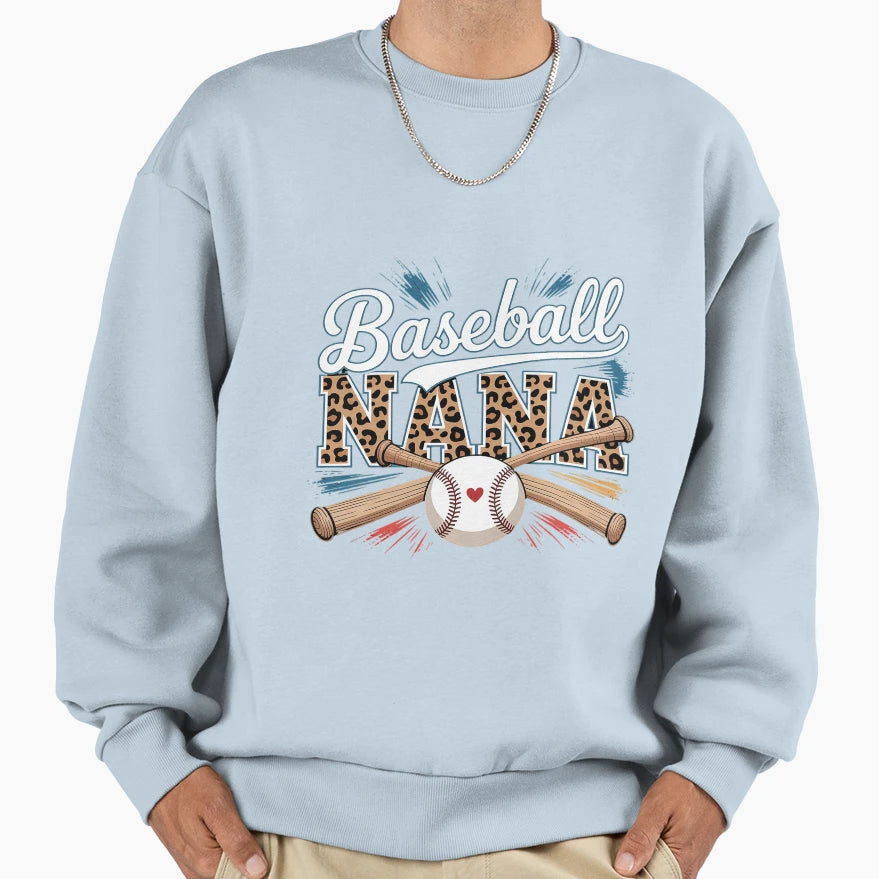 Baseball Nana Game Day Leopard Sweatshirt - Novelty Apparel for Adults - T-Shirt, Sweatshirt, Hoodie