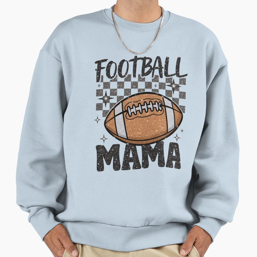 Football Mama Glitter Sweatshirt - Custom Art Print Men Women - T-Shirt, Sweatshirt, Hoodie