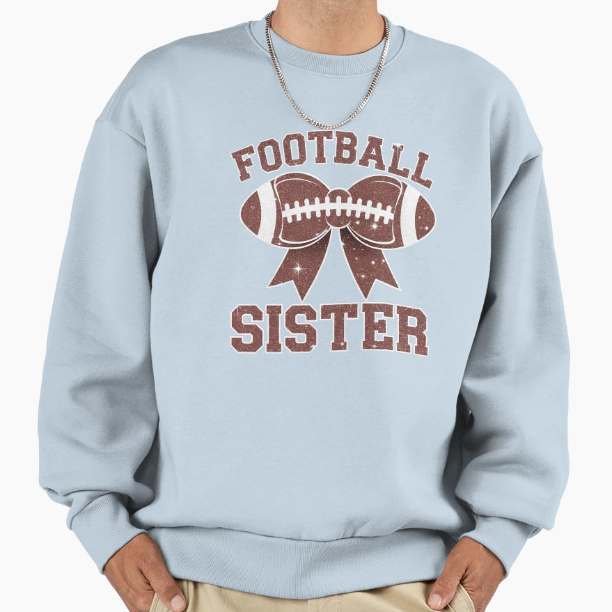 Football Sister Coquette Bow American Sweatshirt - Minimalist Print Unisex - T-Shirt, Sweatshirt, Hoodie