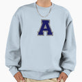 Silver And Navy Varsity Letter Sweatshirt - Casual Everyday Wear Men Women - T-Shirt, Sweatshirt, Hoodie